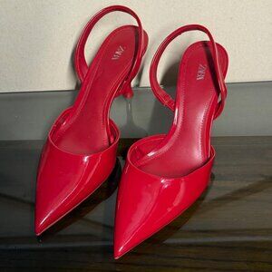 ZARA Red Pointed High Heels (US 8 / Euro 39)